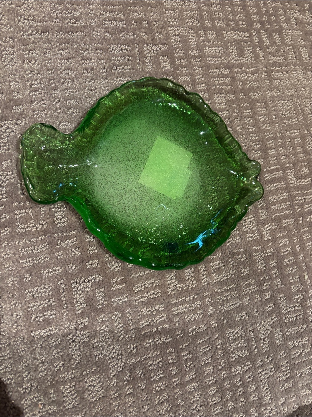 Amici Italian handcrafted translucent green glass fish shaped plate